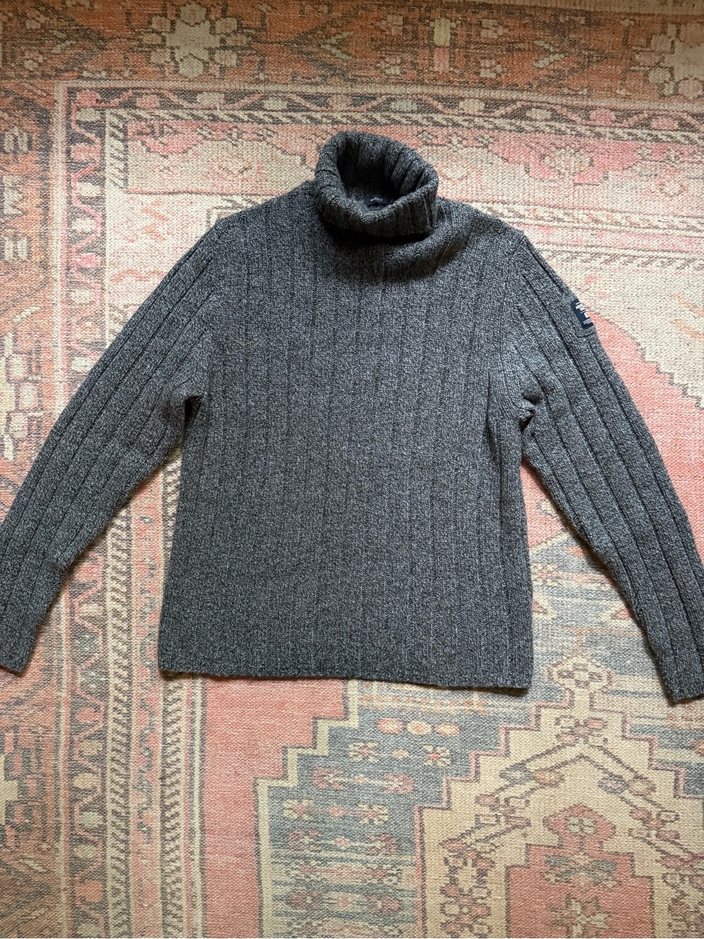 Vintage 1990s Abercrombie & Fitch Lambswool Turtleneck Fisherman Sweater